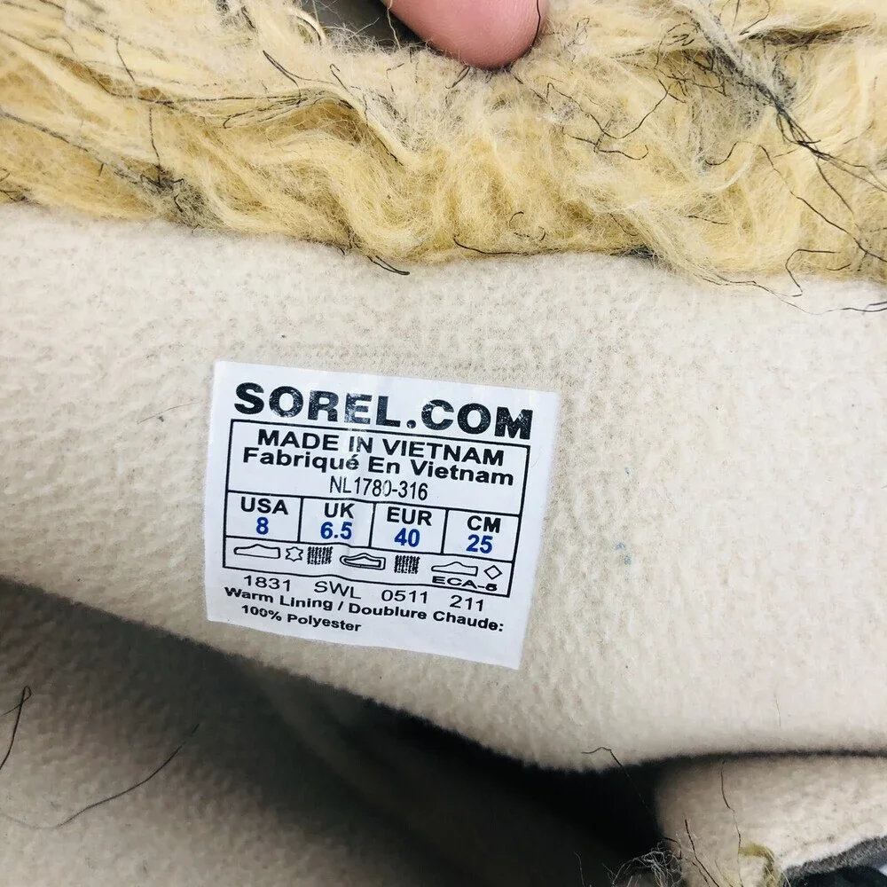 Sorel Tofino Women Sz 8 Lace-Up Boots Winter Snow Hiking NL1780-316 Camel/Green